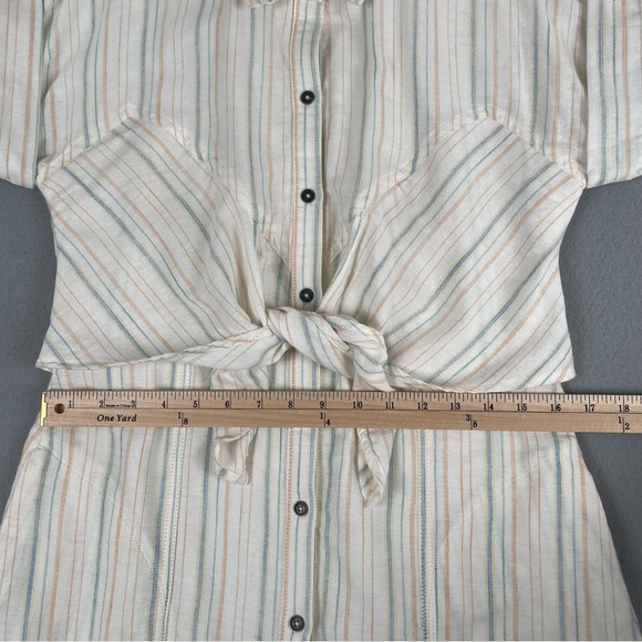 Maeve Anthropologie Dress Women 8 Cream Striped Knee Length Cotton Short Sleeve - Picture 15 of 16